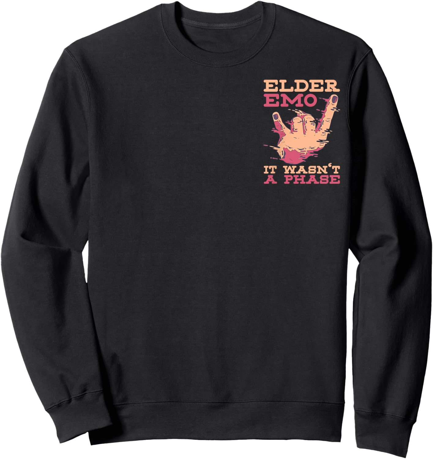 Elder Emo It Wasn't a Phase Minimalist Emo Goth Sweatshirt - Sweatshirt | Black