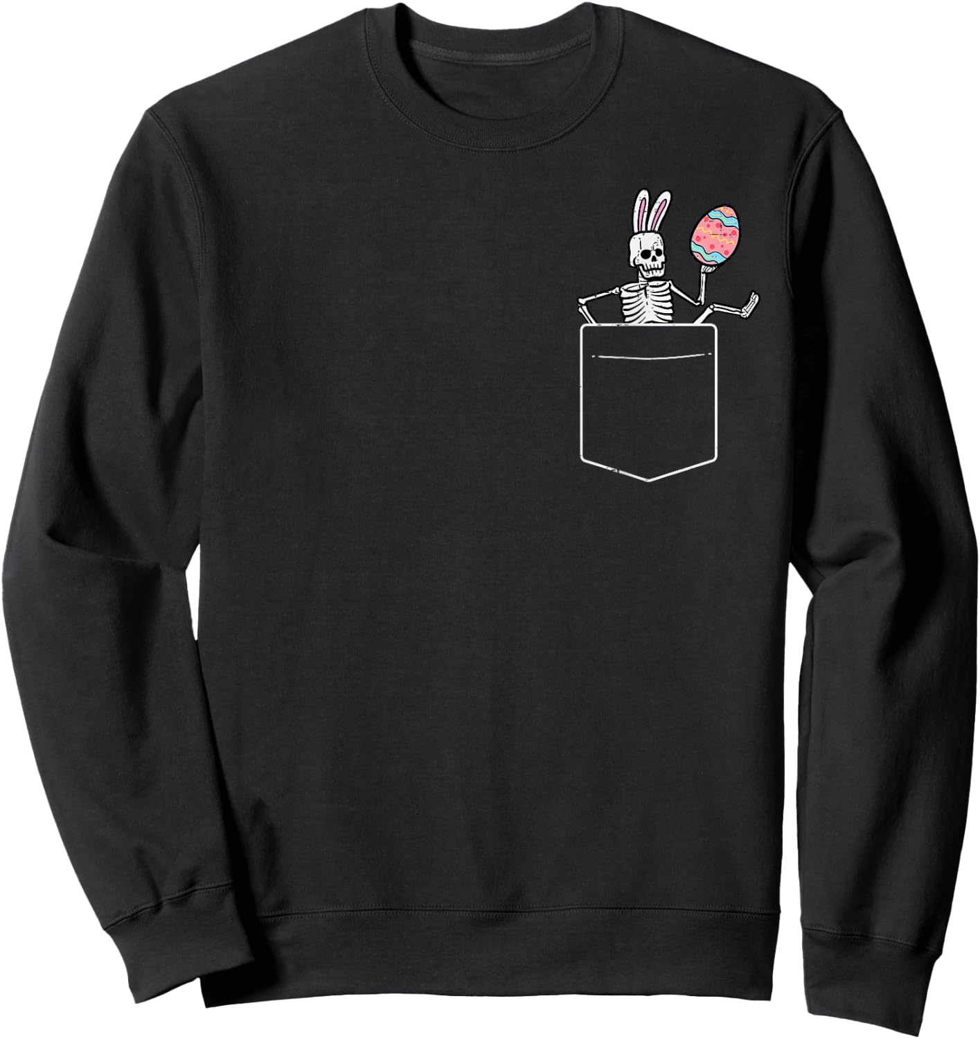 Easter Skeleton Bunny Pocket Funny Rabbit Men Women Kids Sweatshirt - Sweatshirt | Black
