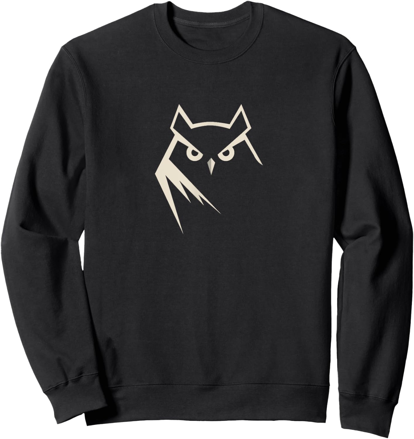 Minimal Snowy Owl Logo Style Minimalistic Abstract Sweatshirt - Sweatshirt | Black