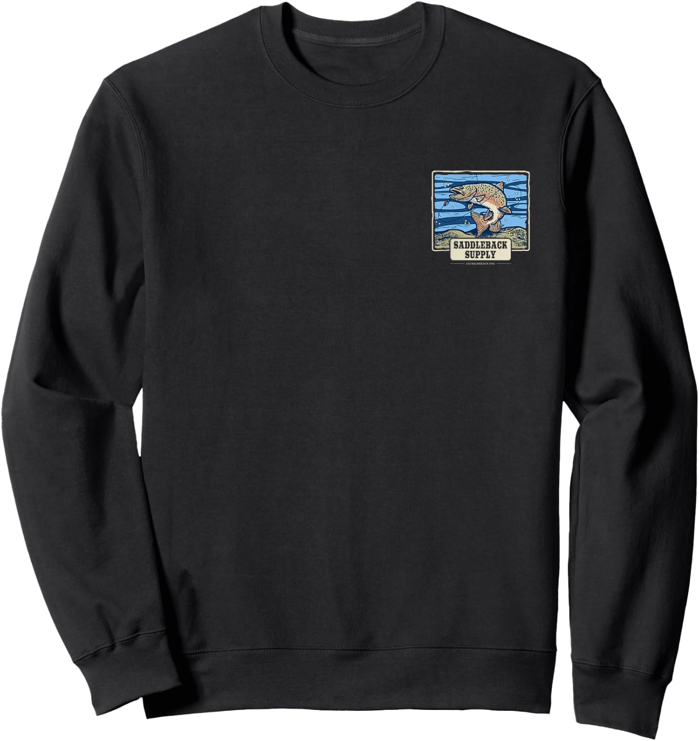 Saddleback Fishing for Trout Logo Lightweight Graphic Sweatshirt - Sweatshirt | Black