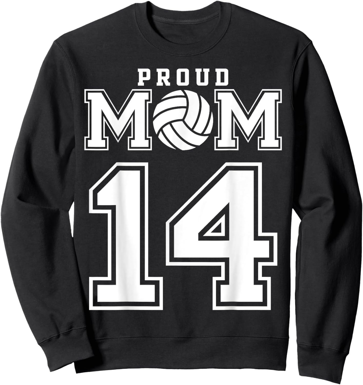 Custom Proud Volleyball Mom Number 14 Personalized Women Sweatshirt - Sweatshirt | Black