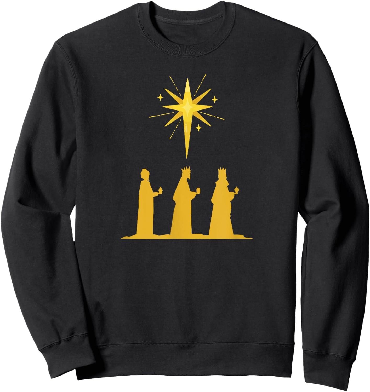 Three Kings Nativity Scene with Bethlehem Star Christian Sweatshirt - Sweatshirt | Black