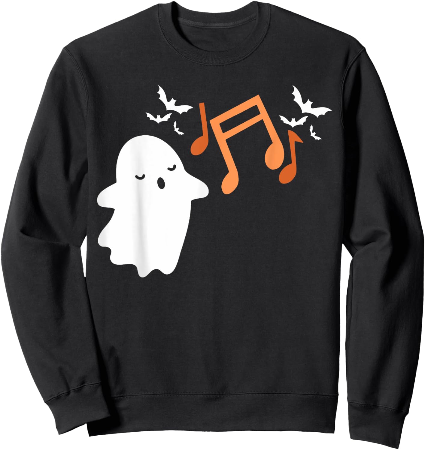 Halloween Music Note Ghost Teacher Fall Musical Instrument Sweatshirt - Sweatshirt | Black