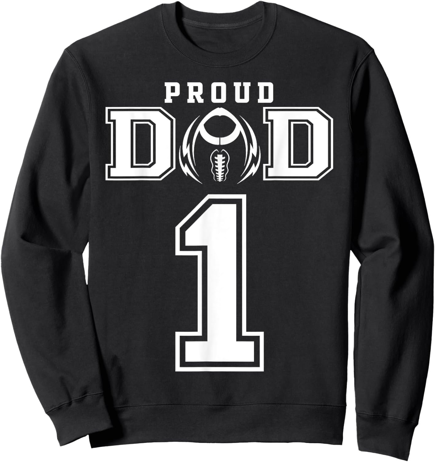 Custom Proud Football Dad Number 1 Personalized Sweatshirt - Sweatshirt | Black