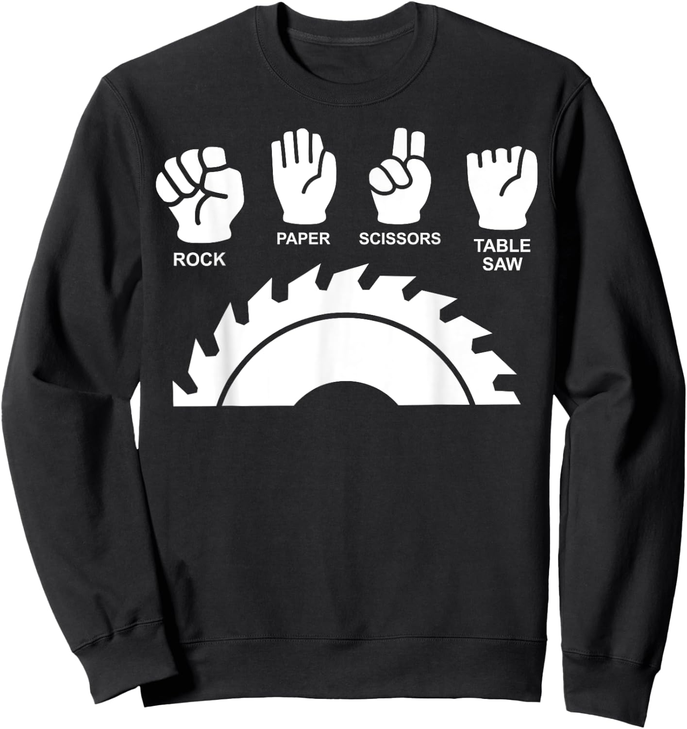 Woodworking Novelty Carpenter Rock Paper Scissor Table Saw Sweatshirt - Sweatshirt | Black