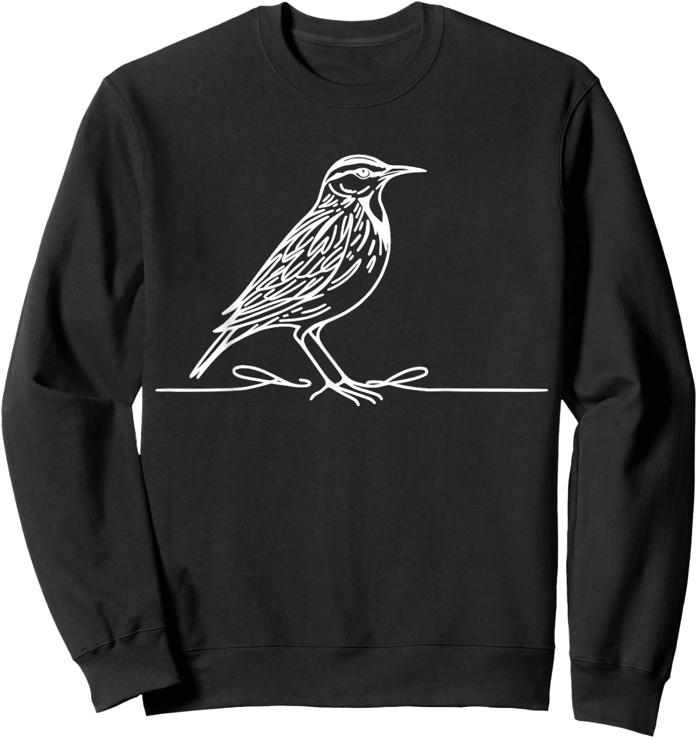 Line Art Bird & Ornithologist Eastern Meadowlark Sweatshirt - Sweatshirt | Black