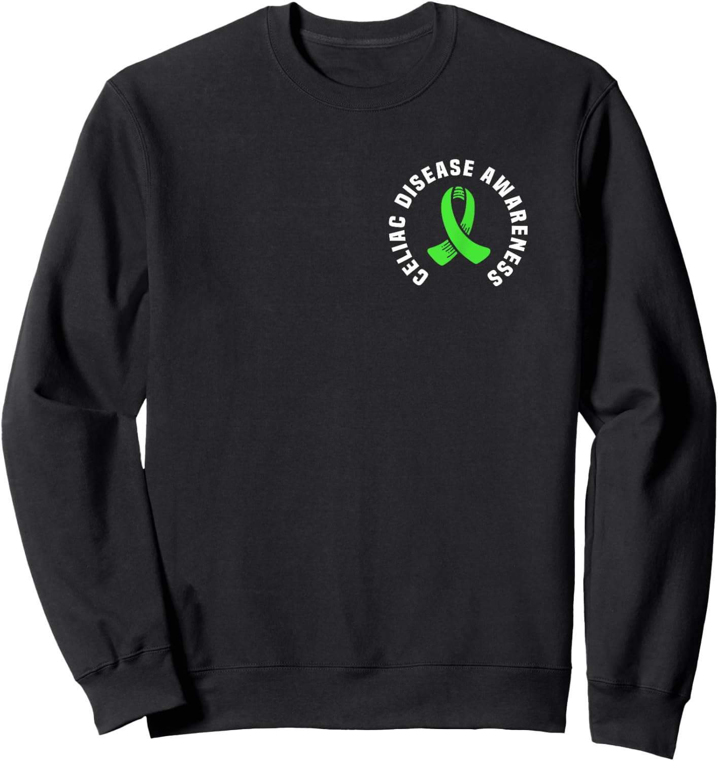 Celiac Disease Awareness Pocket Apparel With Green Ribbon Sweatshirt - Sweatshirt | Black