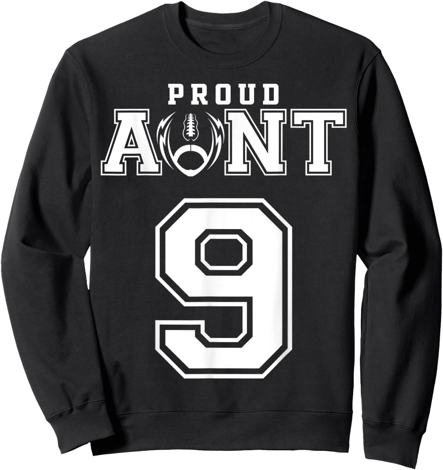 Custom Proud Football Aunt Number 9 Personalized Sweatshirt - Sweatshirt | Black