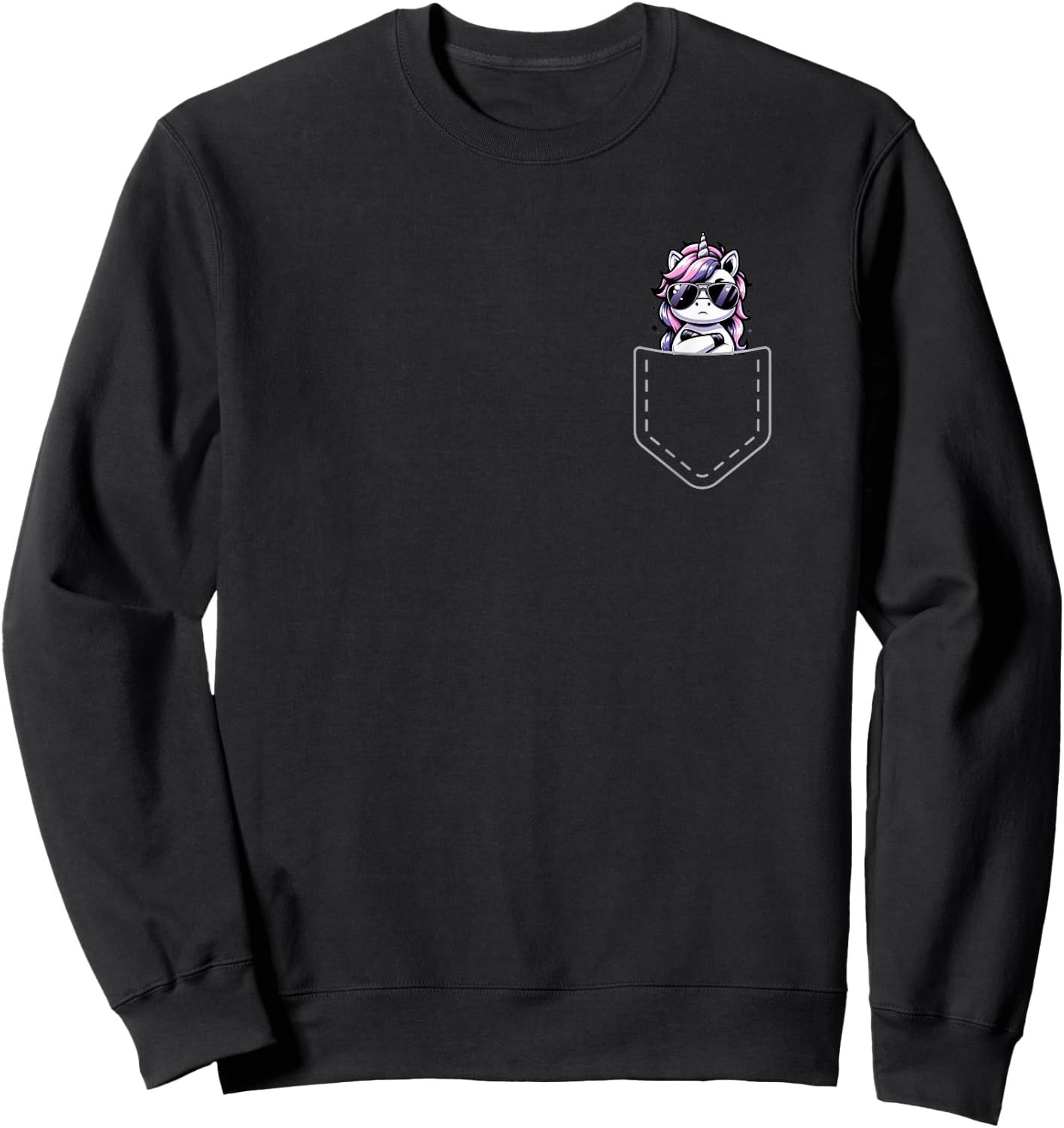 Kawaii Anime Pocket Unicorn Kids Sweatshirt - Sweatshirt | Black