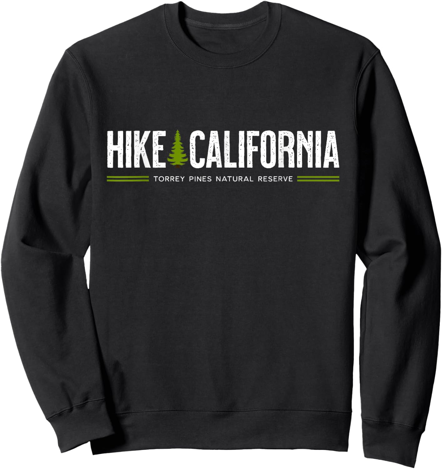 California CA Hike Torrey Pines Tree Retro Graphic Sweatshirt - Sweatshirt | Black