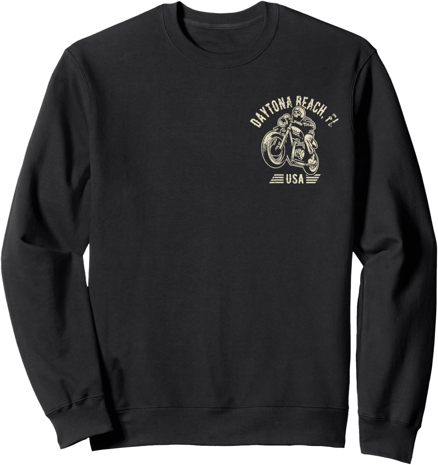 Daytona Beach FL USA Motorcycle Skull Rider Vintage Design Sweatshirt - Sweatshirt | Black