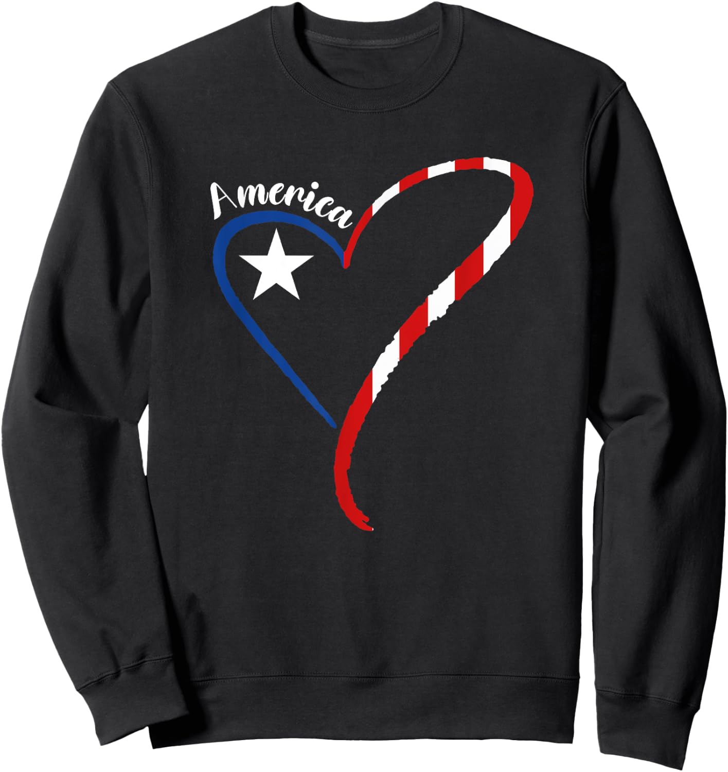 America Heart American Flag 4th of July USA Patriotic Men Sweatshirt - Sweatshirt | Black