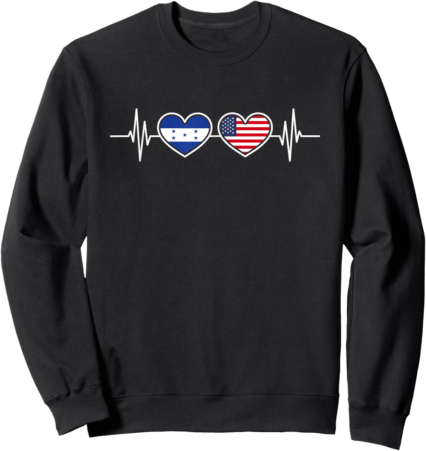 Honduras USA Heartbeat Honduran American Flag Honduras Flag Men Sweatshirt - Sweatshirt | Black