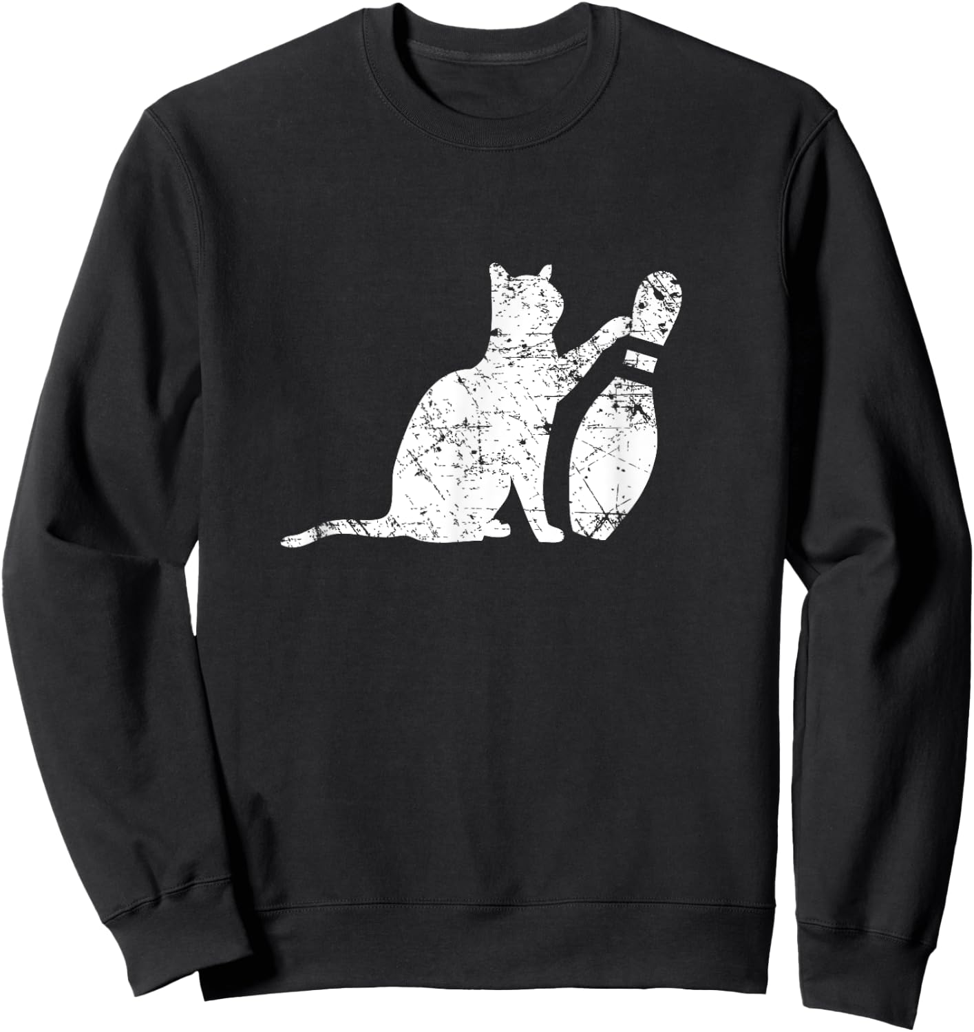 Ornery Alley Cat Tipping Bowling Pin Funny Team Gift Sweatshirt - Sweatshirt | Black