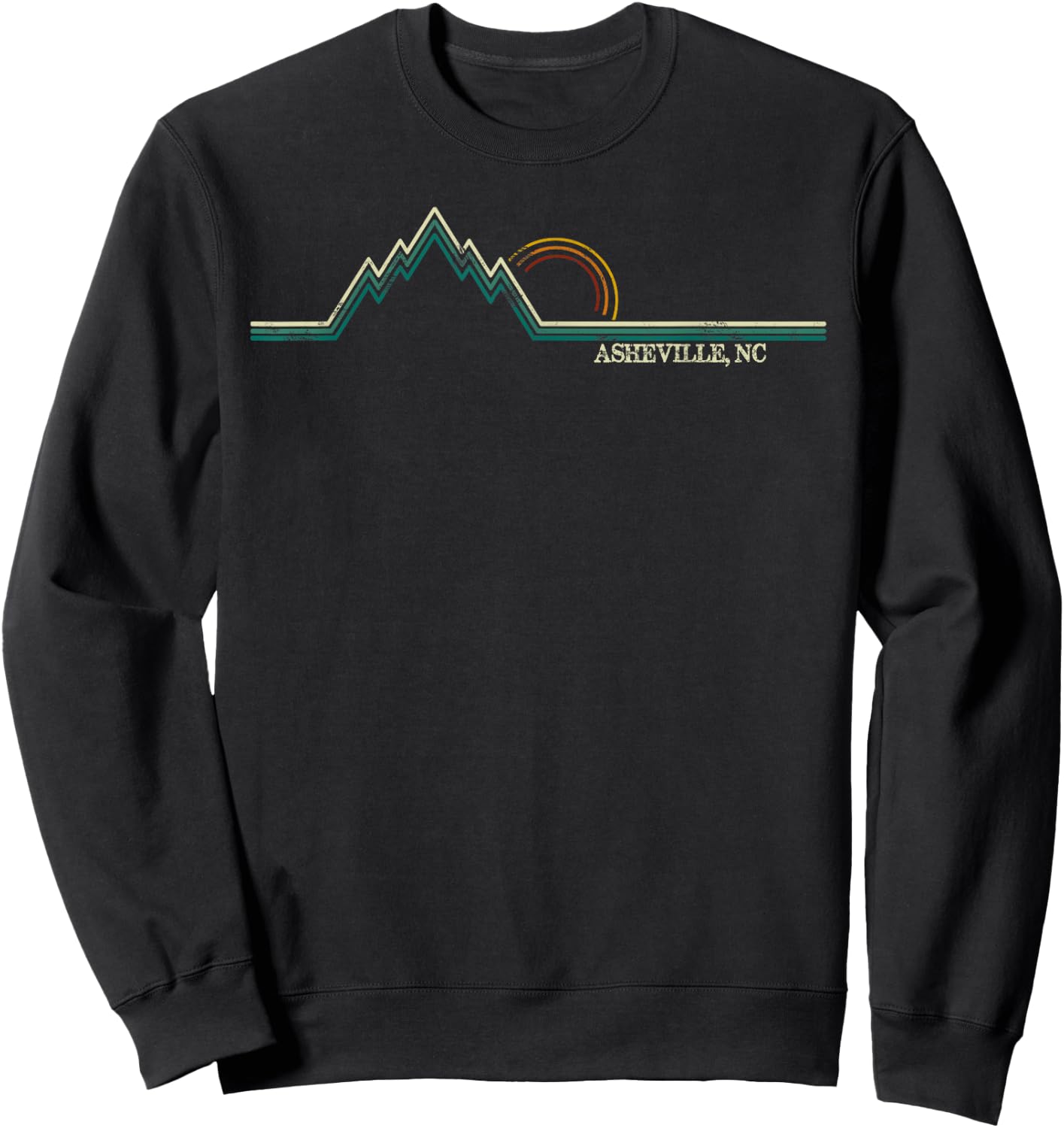Retro Mountains Asheville, North Carolina Summer Hiking Men Women Girls Kids Sweatshirt - Sweatshirt | Black