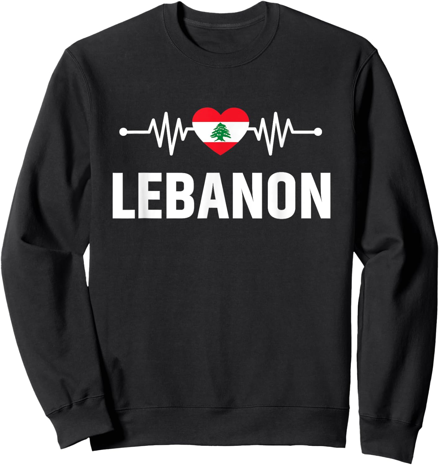 Lebanon Flag Holiday Lebanon Heart Lebanese Flag Sweatshirt - Sweatshirt | Black