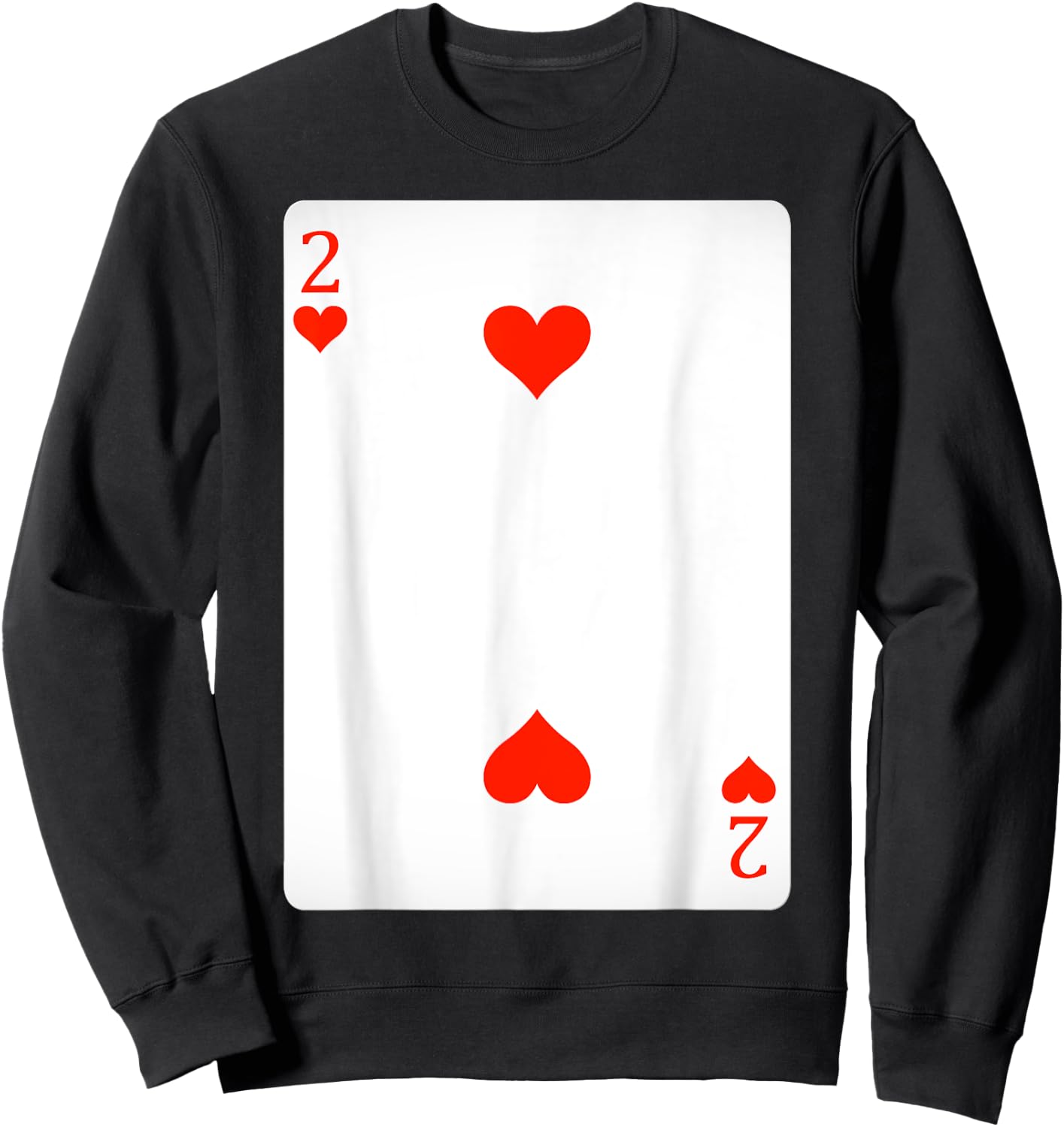 2 Two Of Hearts Playing Cards Shirt Easy Halloween Costume Sweatshirt - Sweatshirt | Black
