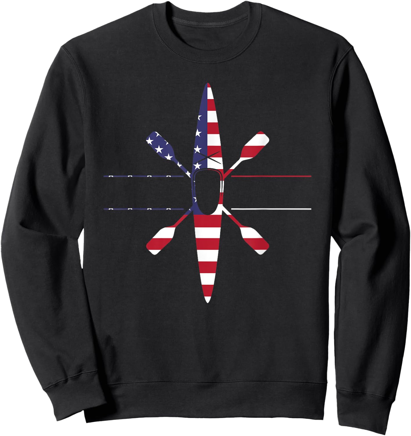 USA American Flag Kayak graphic design Shirt Sweatshirt - Sweatshirt | Black