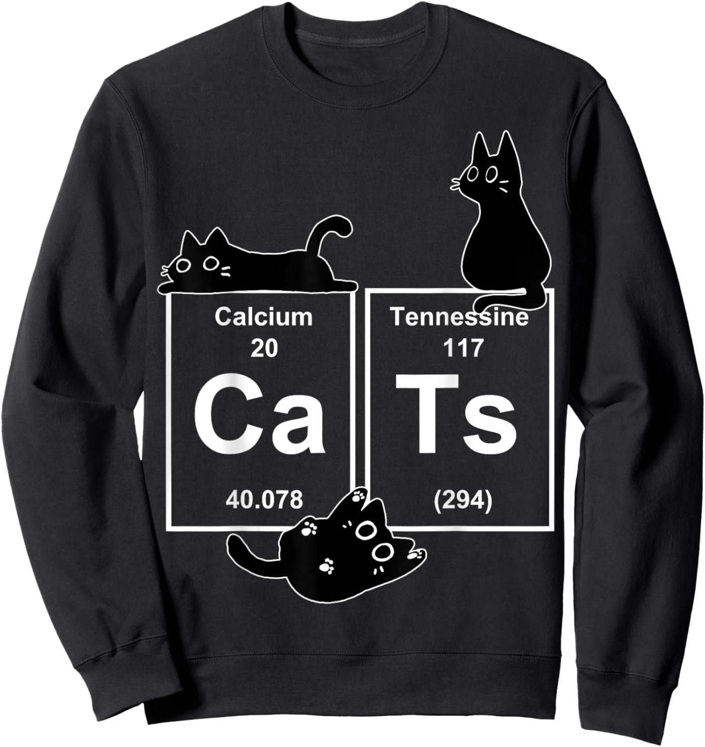 Cat Chemistry Periodic Table Funny Gifts Cat Dad, Cat Mom Sweatshirt - Sweatshirt | Black