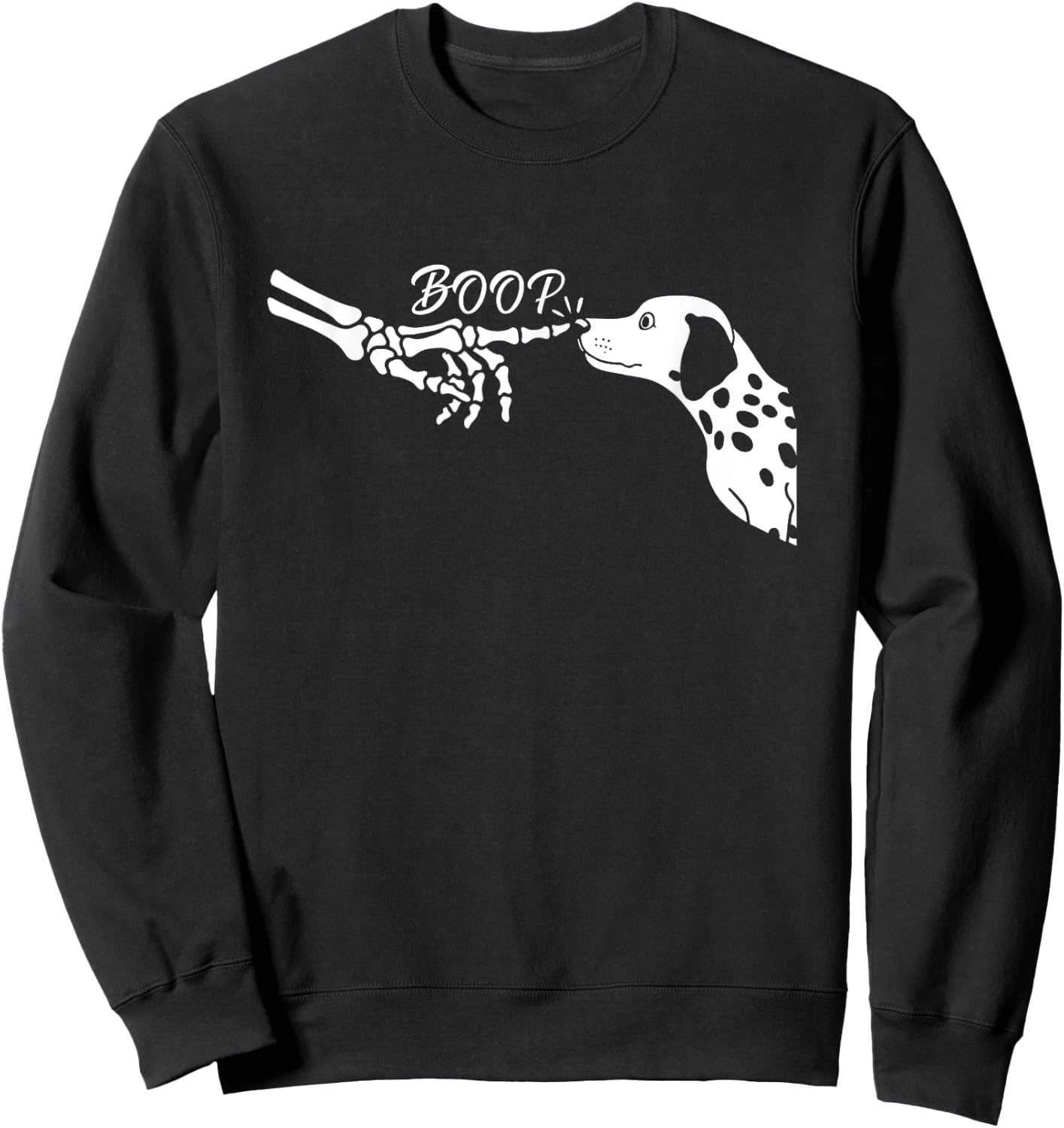 Dalmatian Skeleton Hand Boop Halloween Pet Women Girls Kids Sweatshirt - Sweatshirt | Black
