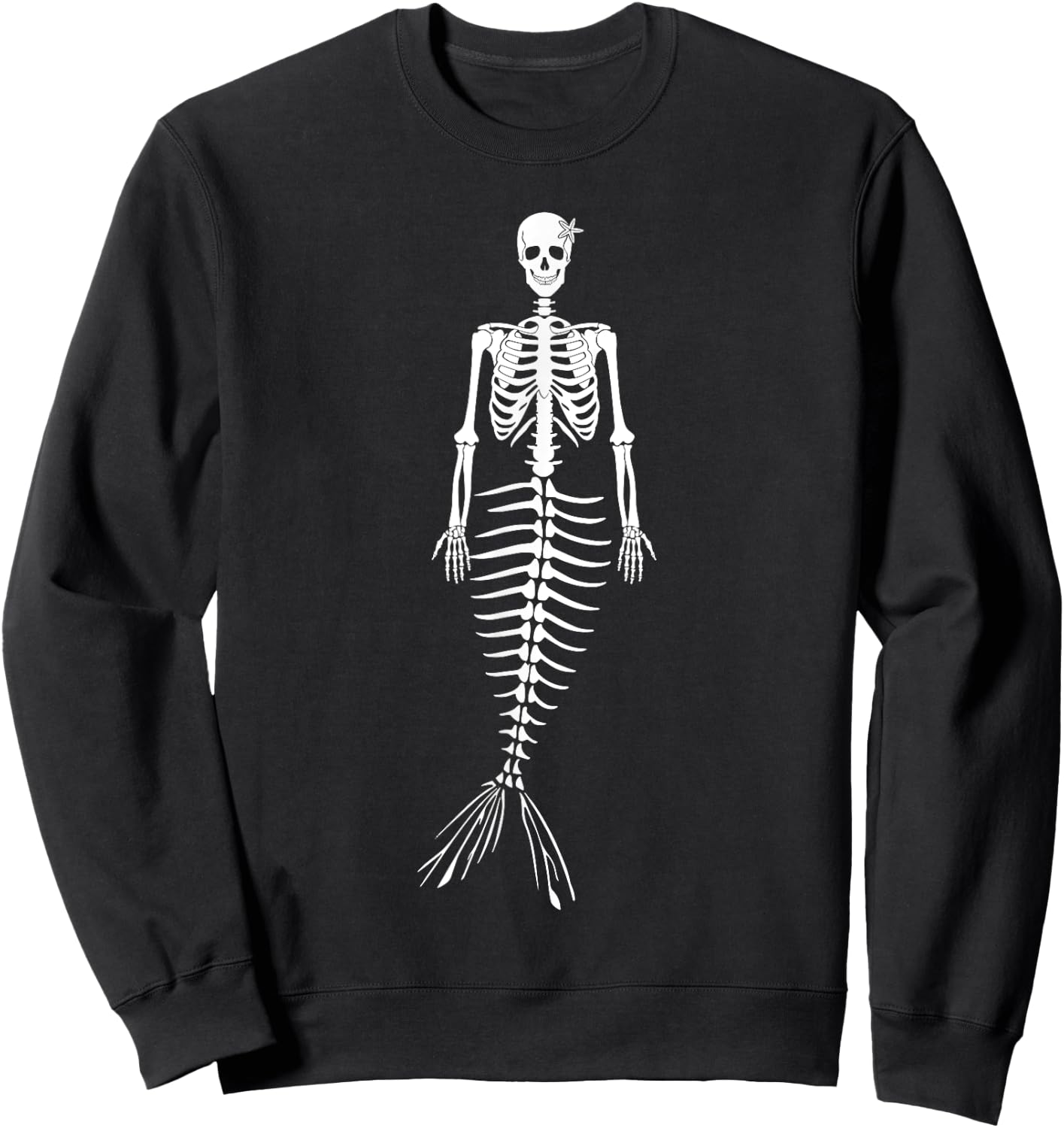Halloween Skeletal Mermaid Skeleton Gothic Men Women Kids Sweatshirt - Sweatshirt | Black