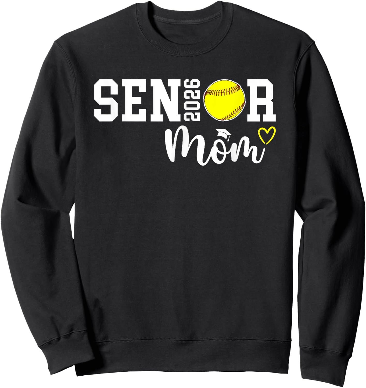 Proud Softball Senior Mom 2026 Softball Player Senior Mama Sweatshirt - Sweatshirt | Black