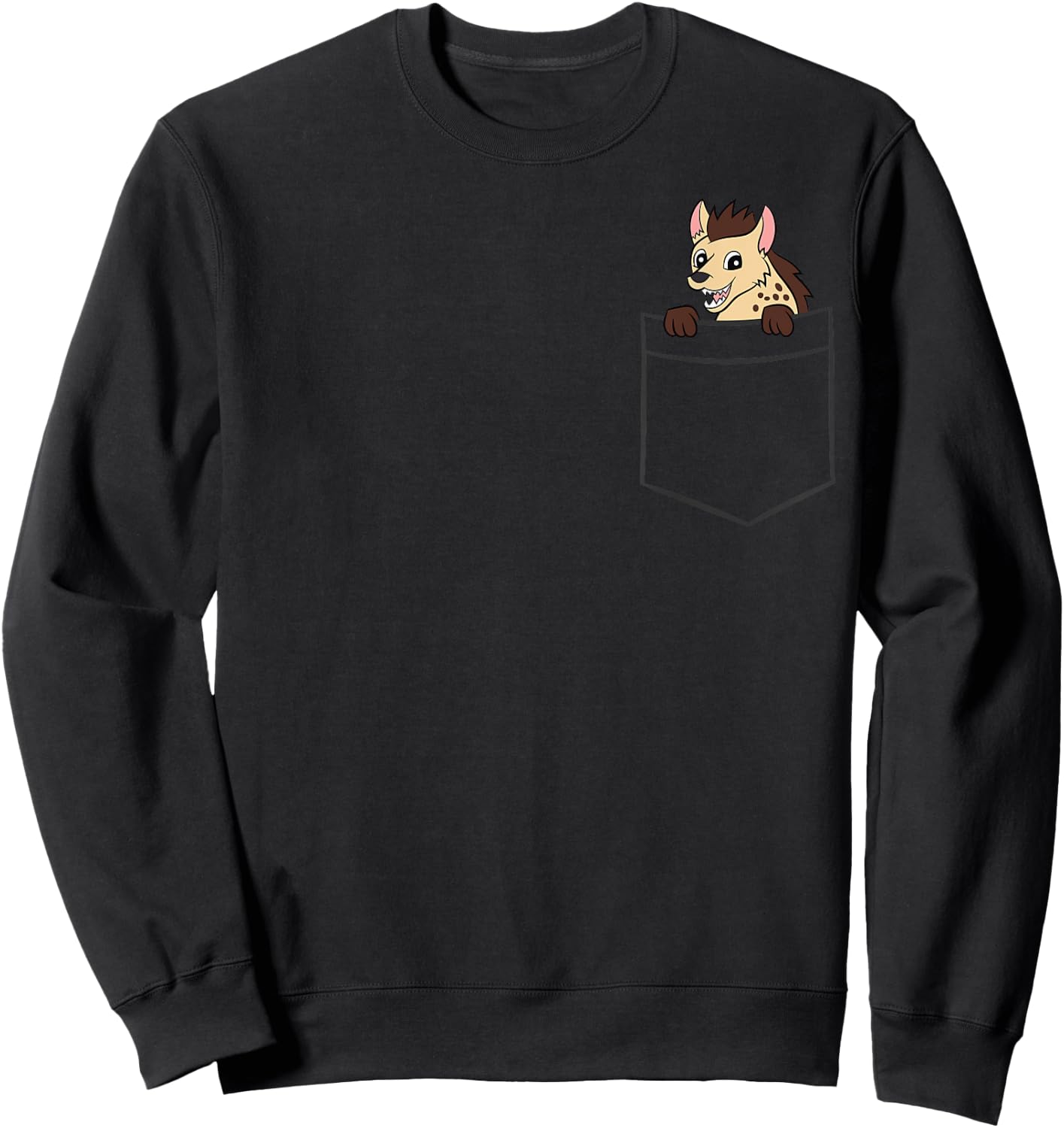 Hyena In The Pocket Cute Spotted Hyena Sweatshirt - Sweatshirt | Black