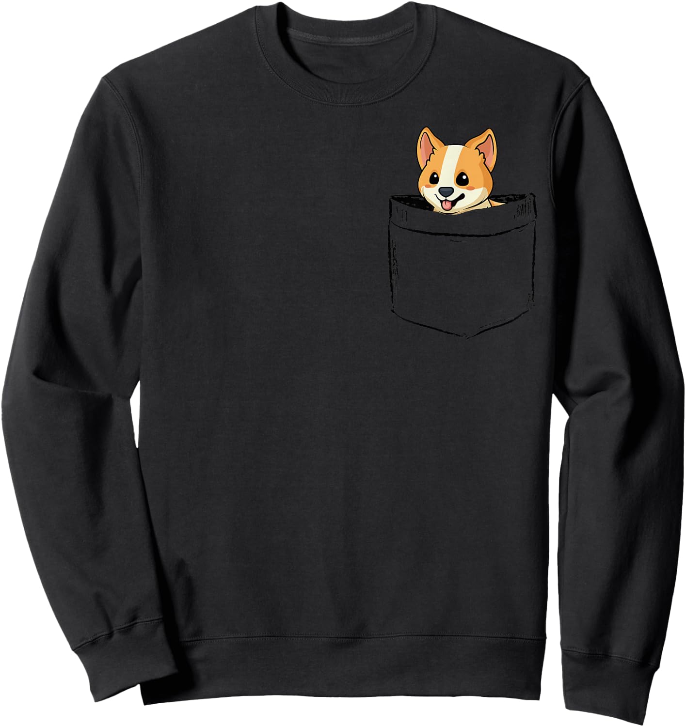 Cute Pocket Corgi, Boy Girl Funny Sweatshirt - Sweatshirt | Black