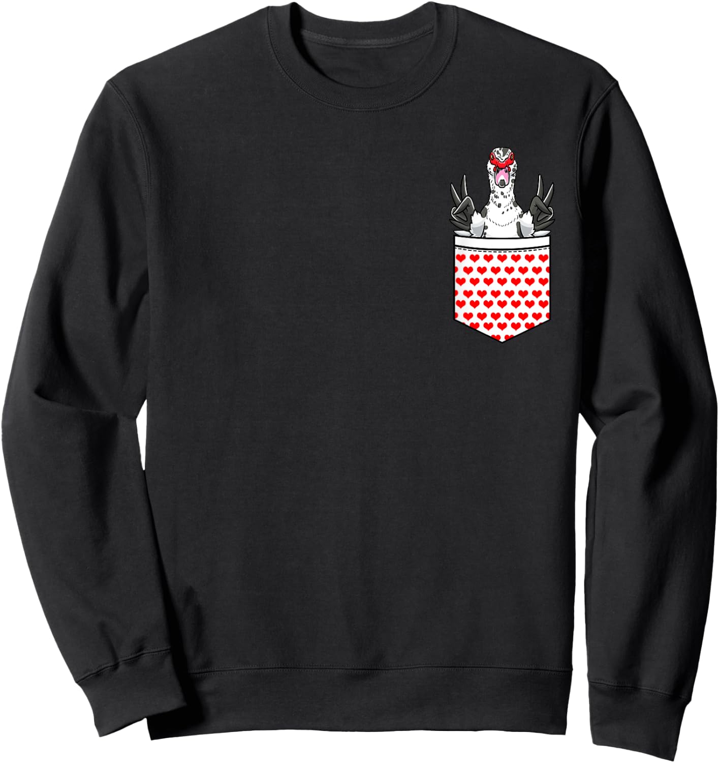 Funny Muscovy Duck Pocket Design Sweatshirt - Sweatshirt | Black