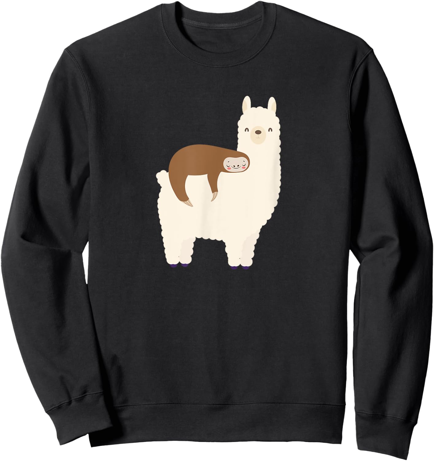 Lazy Sloth Riding Llama Funny Graphic for Girls Sweatshirt - Sweatshirt | Black