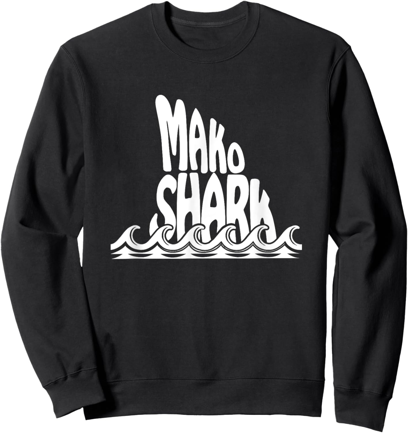 Mako Shark Fin Trendy Fishing Design Sweatshirt - Sweatshirt | Black