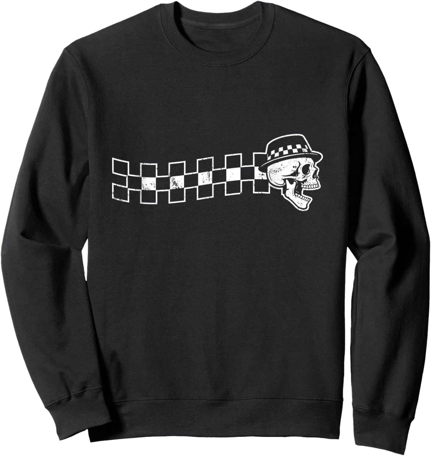 Checker Wave Head Ska Design Sweatshirt - Sweatshirt | Black
