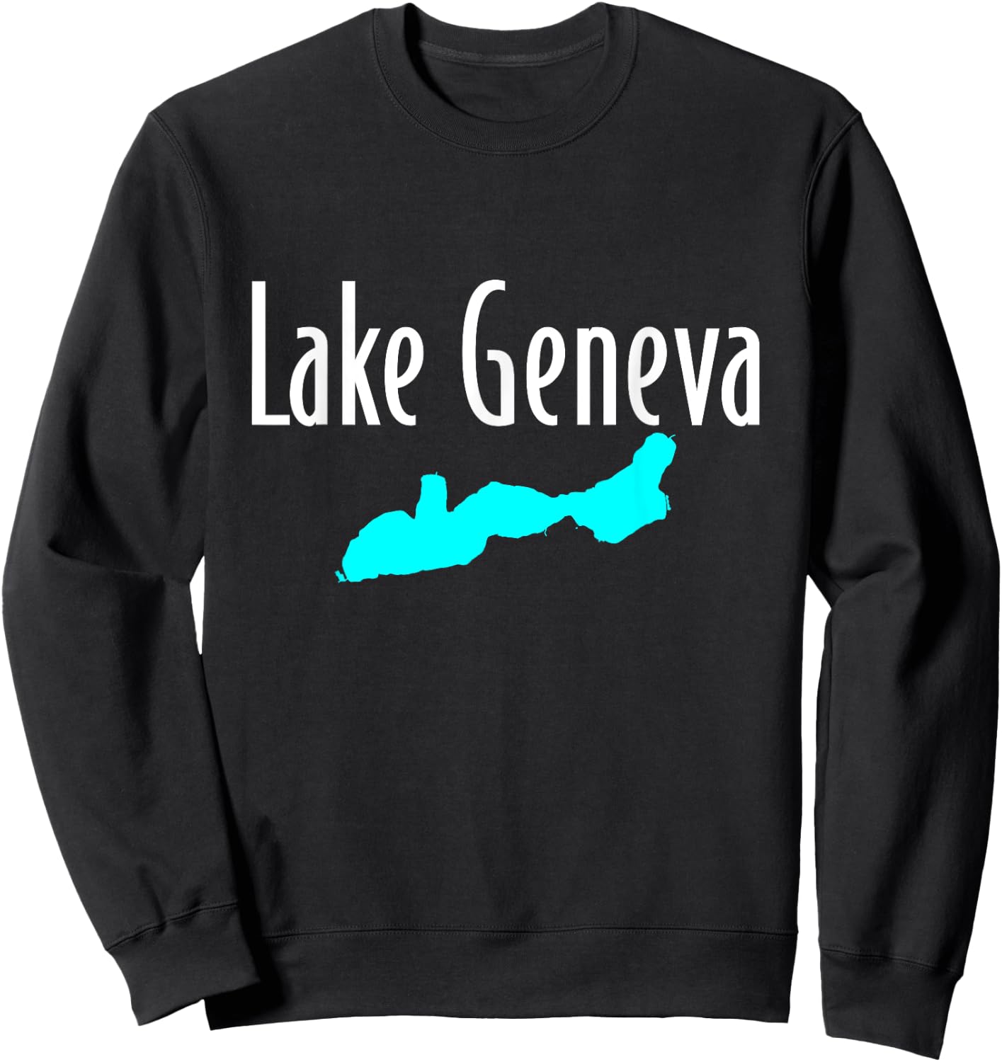 Minimalist Lake Geneva - Wisconsin Sweatshirt - Sweatshirt | Black