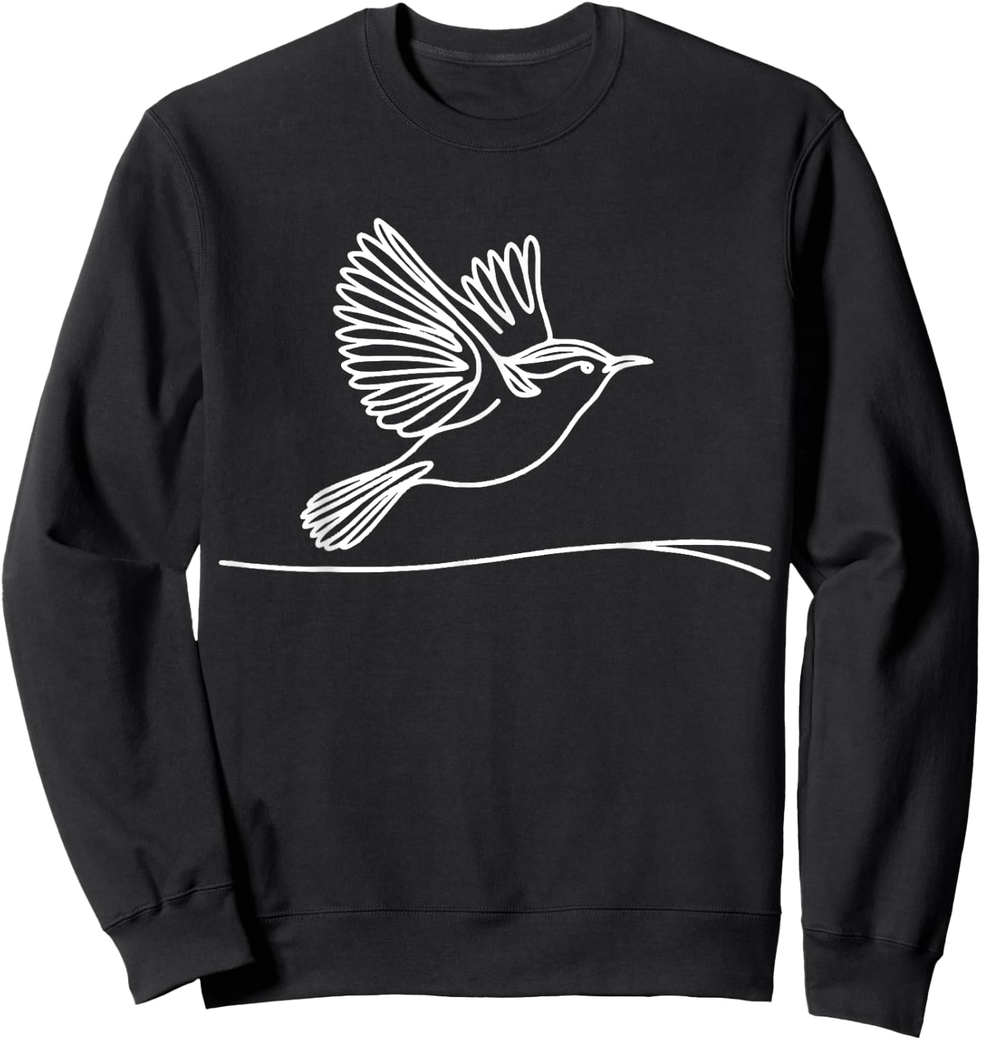 Line Art Bird & Ornithologist Carolina Wren Sweatshirt - Sweatshirt | Black