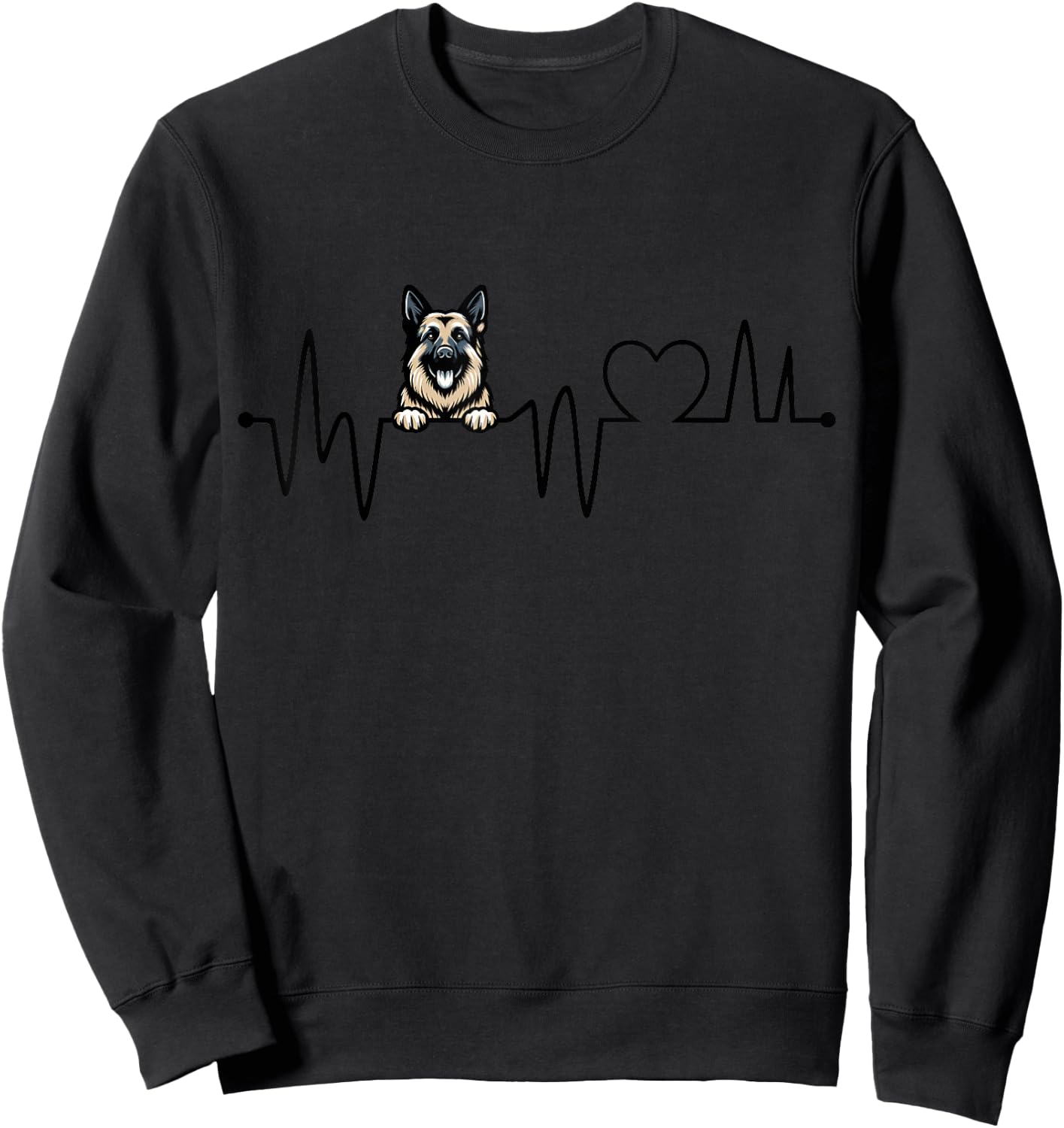 German Shepherd Heartbeat - Men Women Kids GSD Lover Sweatshirt - Sweatshirt | Black