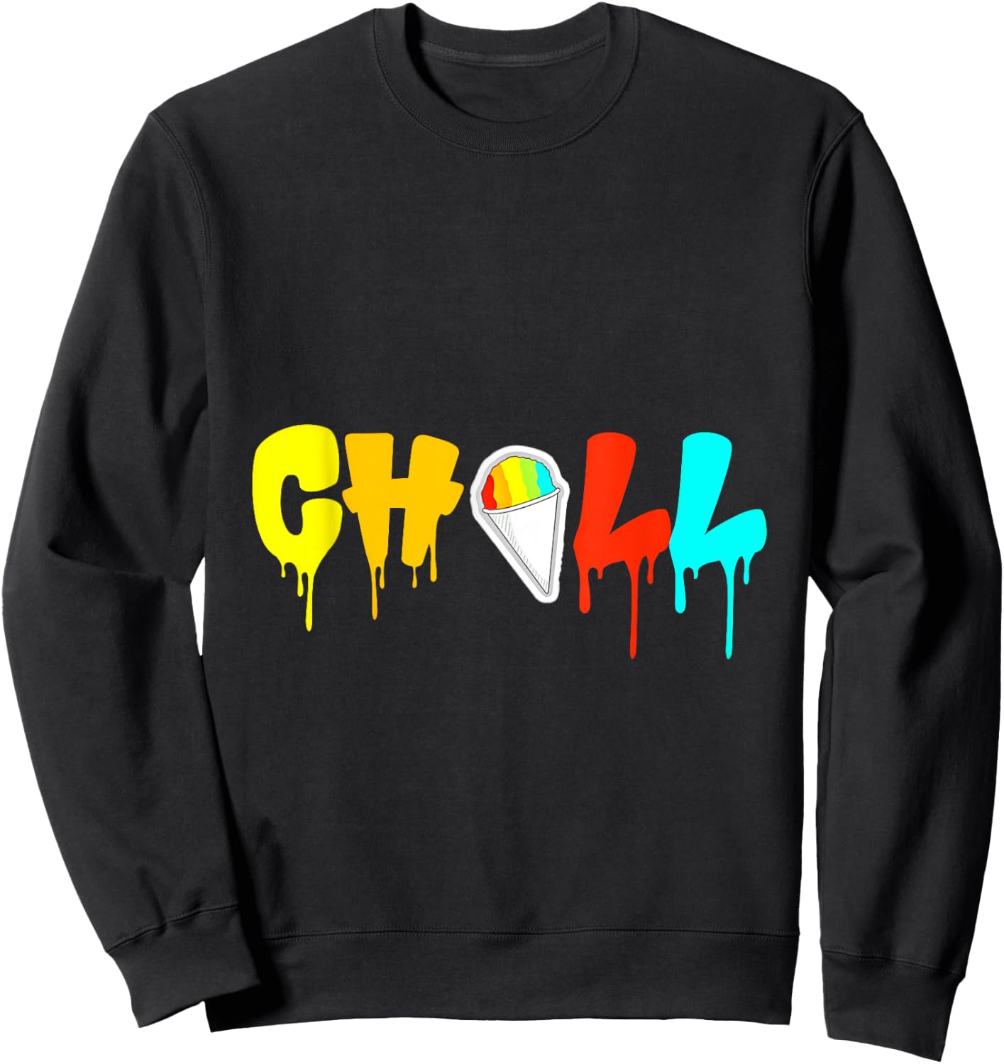 Funny Retro Chill Snow Cone Cool Ice Cream Lover Men Women Girls Kids Sweatshirt - Sweatshirt | Black