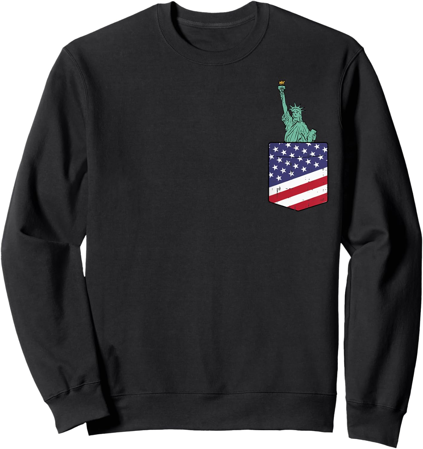 4th July Statue Of Liberty Flag Pocket Patriot Men Women Kid Sweatshirt - Sweatshirt | Black