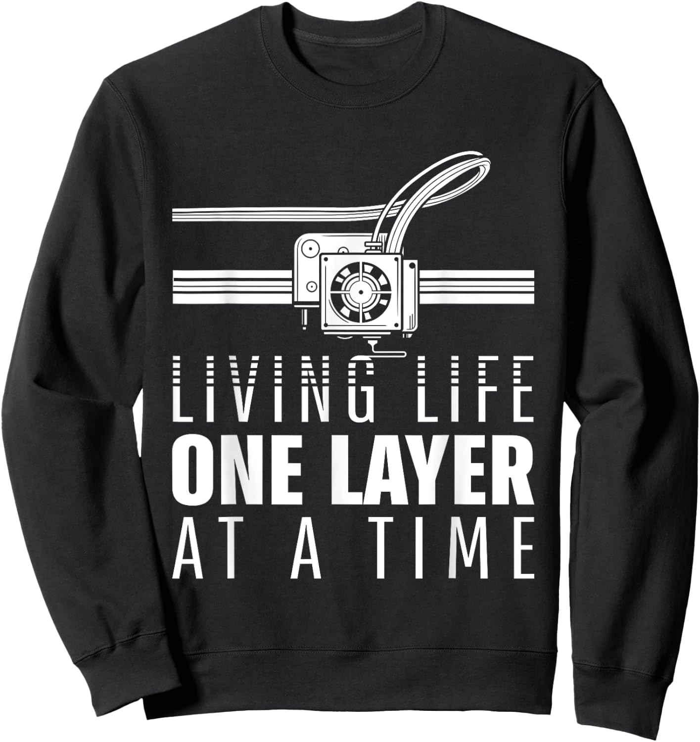 Funny 3D Print Printer Geeks Filament Printing Machine Lover Sweatshirt - Sweatshirt | Black