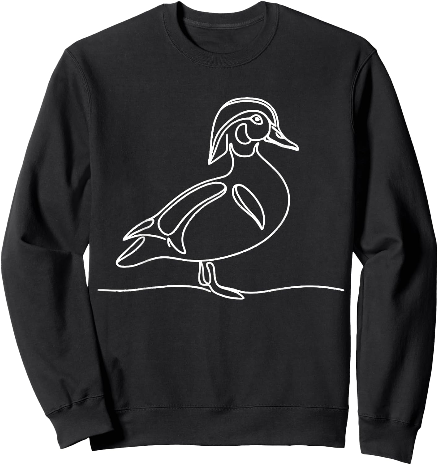 Line Art Bird & Ornithologist Wood Duck Sweatshirt - Sweatshirt | Black