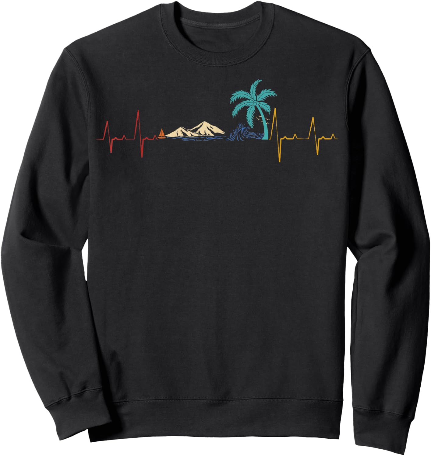 Life Is Really Good Beach Heartbeat Summer Beach Vacation Men Women Kids Sweatshirt - Sweatshirt | Black