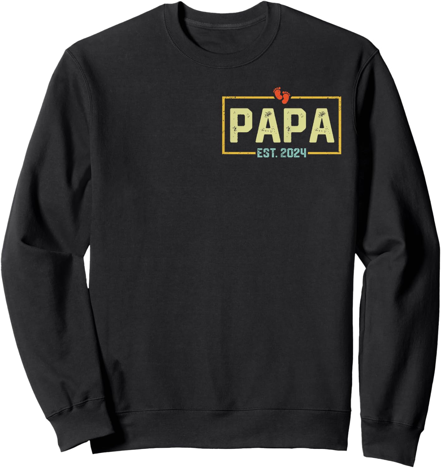 Papa Est. 2024 Papa 2024 Logo New Dad Fathers Day Sweatshirt - Sweatshirt | Black