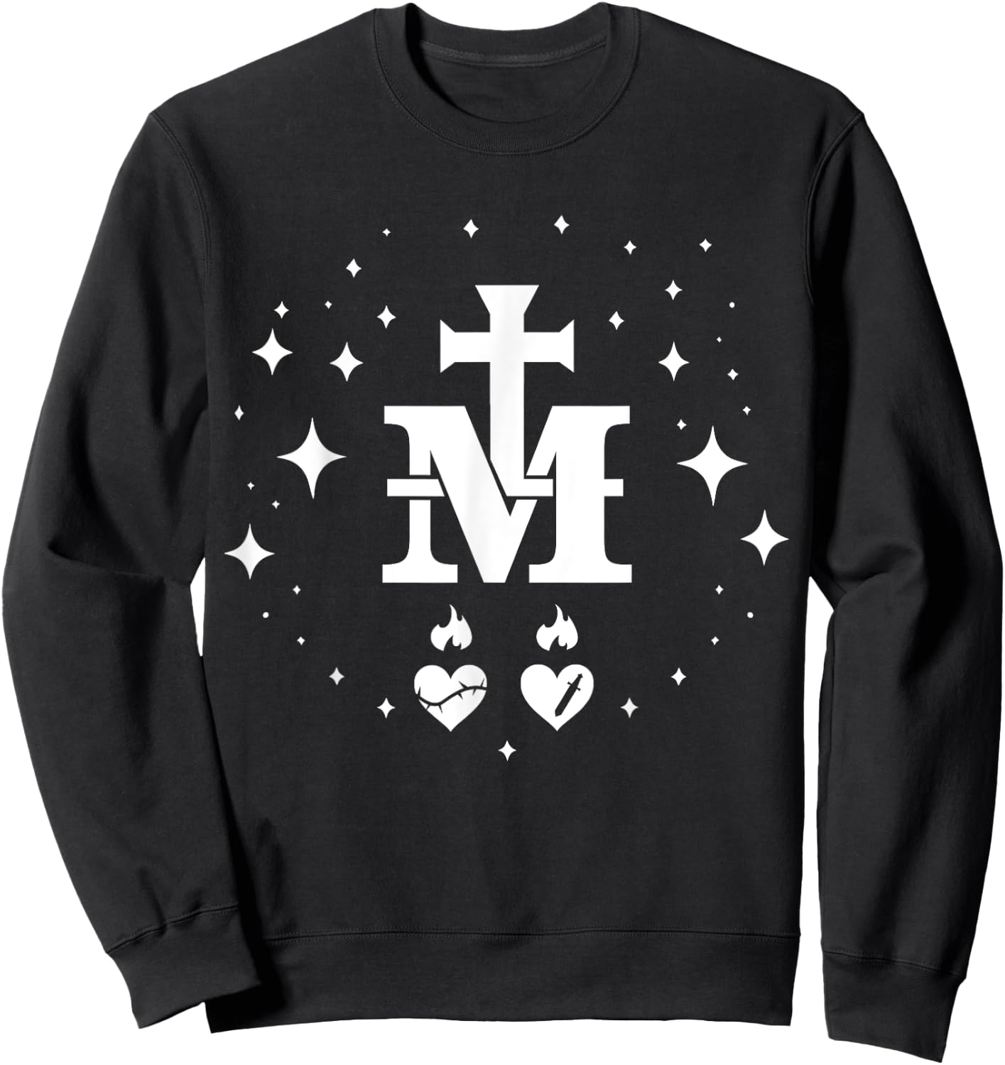 Miraculous Medal - Catholic Virgin Mary Holy Heart Sweatshirt - Sweatshirt | Black