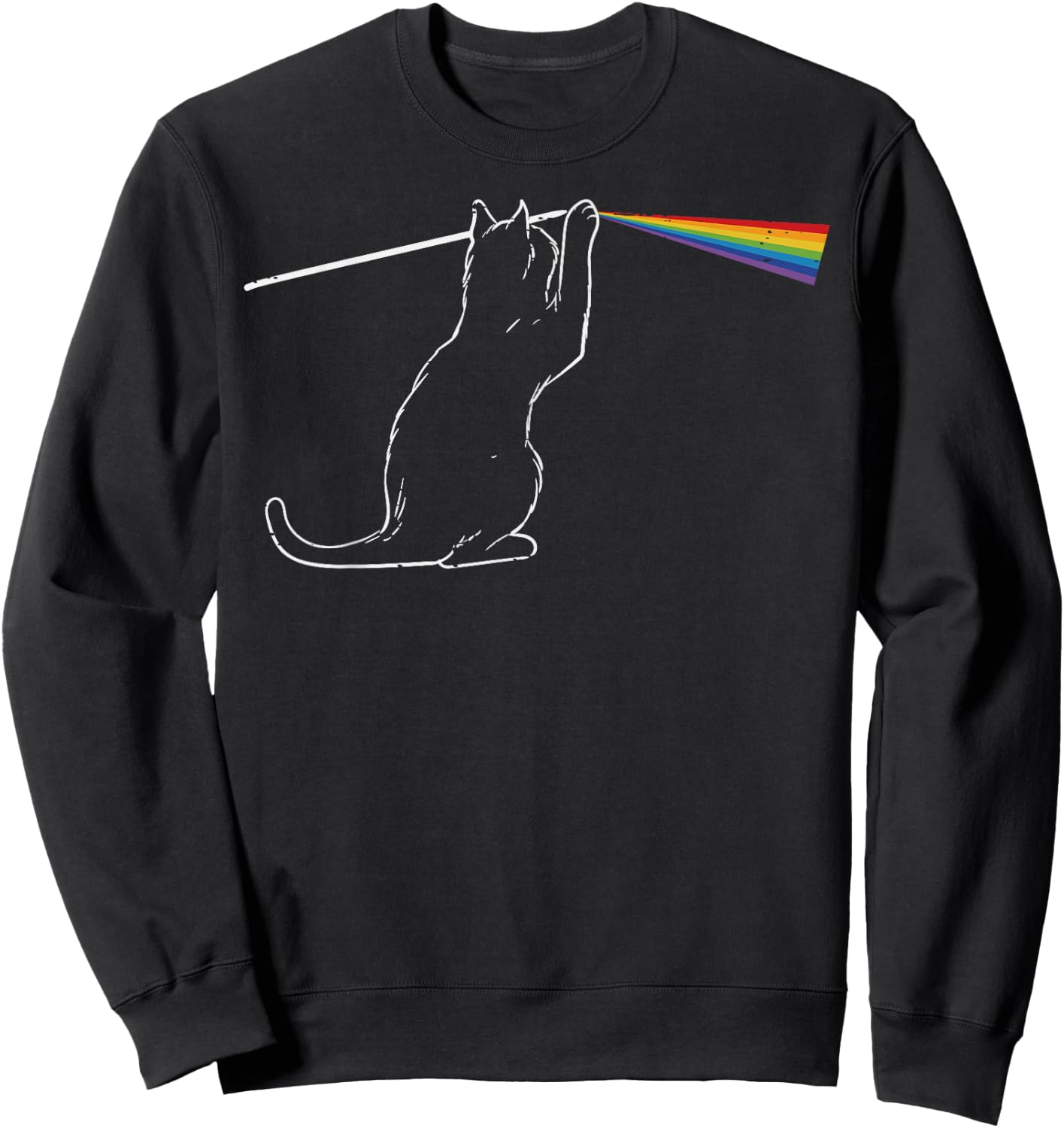Cat Prism Rainbow Light Funny Science Physics Men Women Kids Sweatshirt - Sweatshirt | Black
