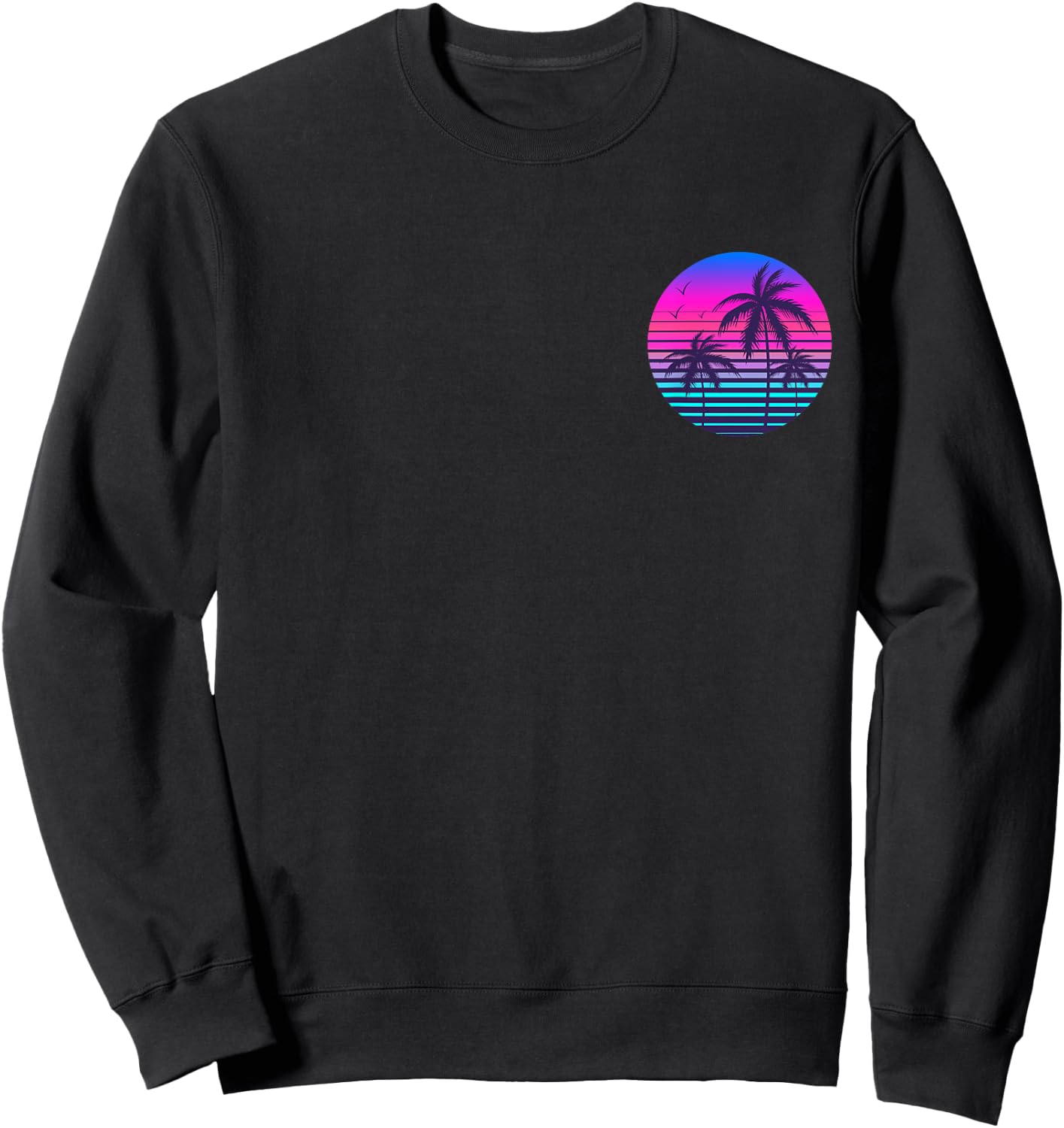 Sunset Cool Summer Vacation Men Women Beach Palm Tree Sweatshirt - Sweatshirt | Black