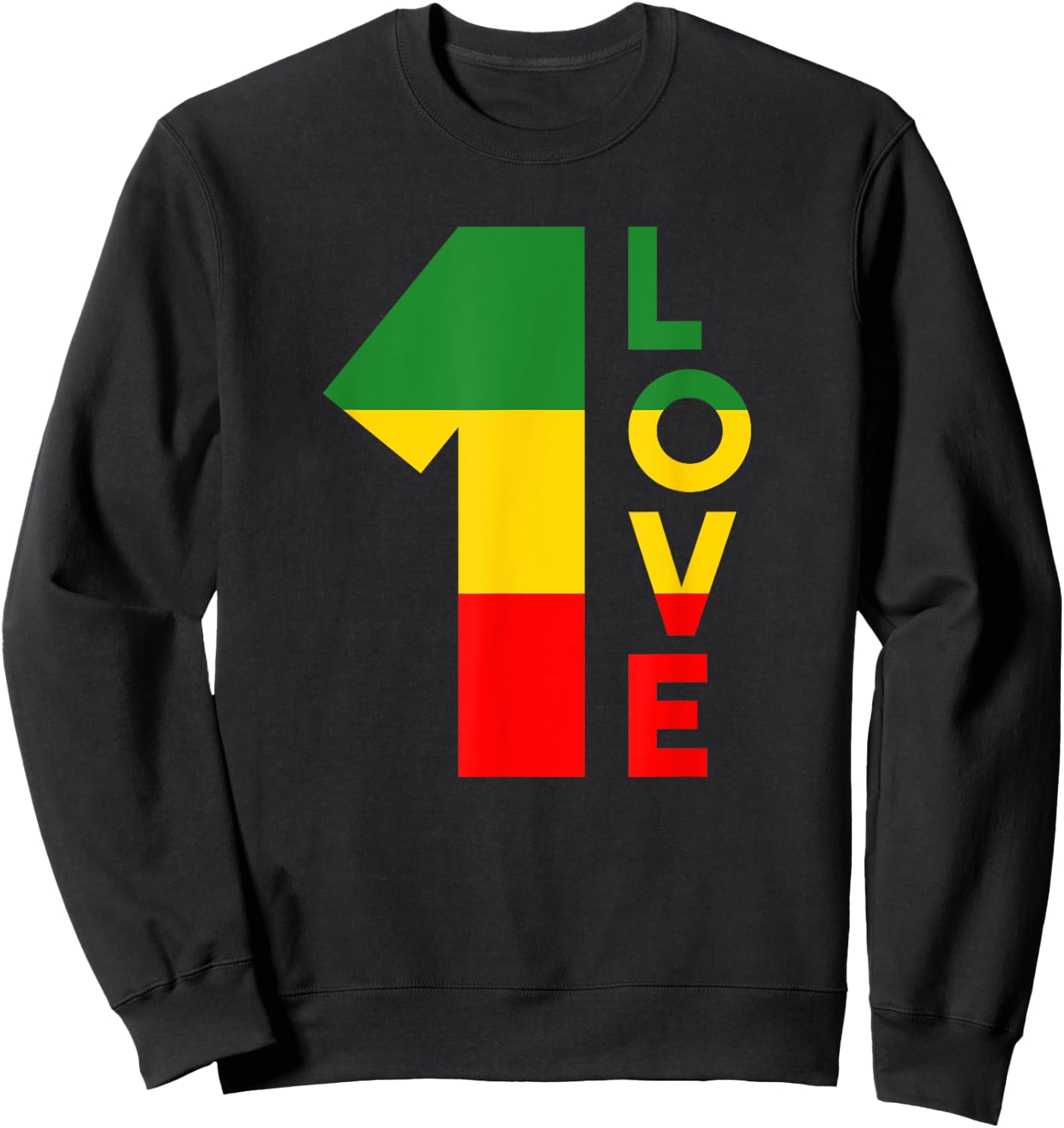 Reggae Music Rastafarian 1 Love Rasta Jamaica Sweatshirt - Sweatshirt | Black