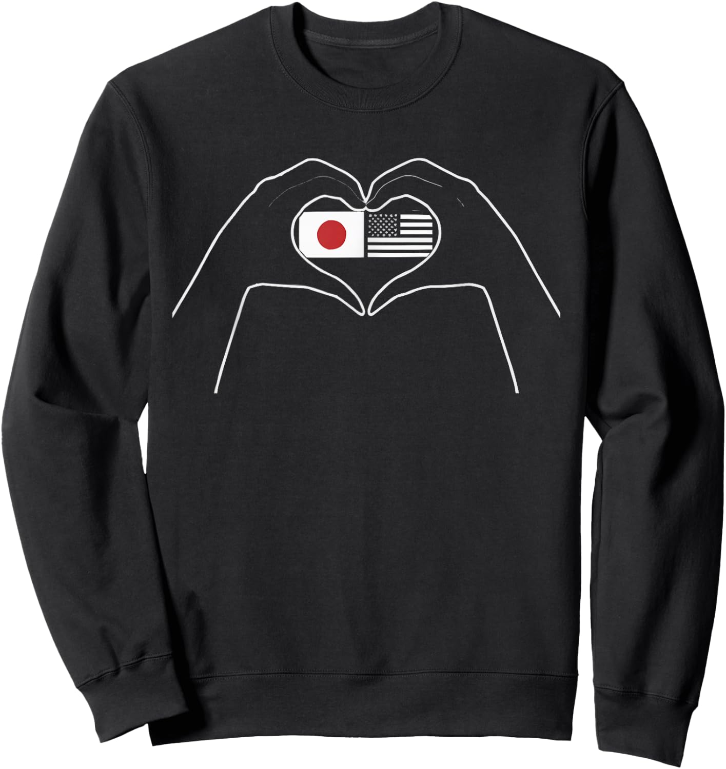 Half Japanese Half American USA Flag Japan America Sweatshirt - Sweatshirt | Black