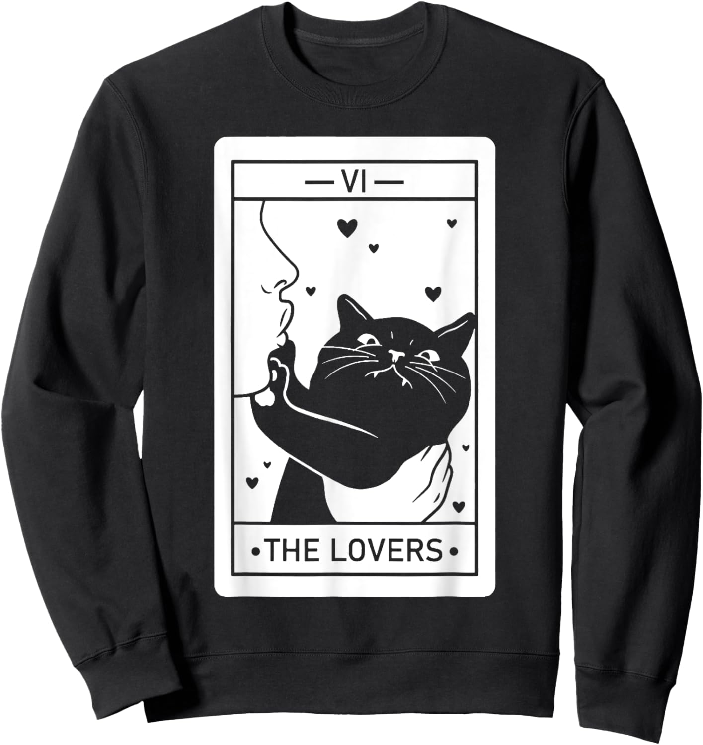 The Lovers Cat Humor Tarot Card Halloween Black Cats Lover Sweatshirt - Sweatshirt | Black