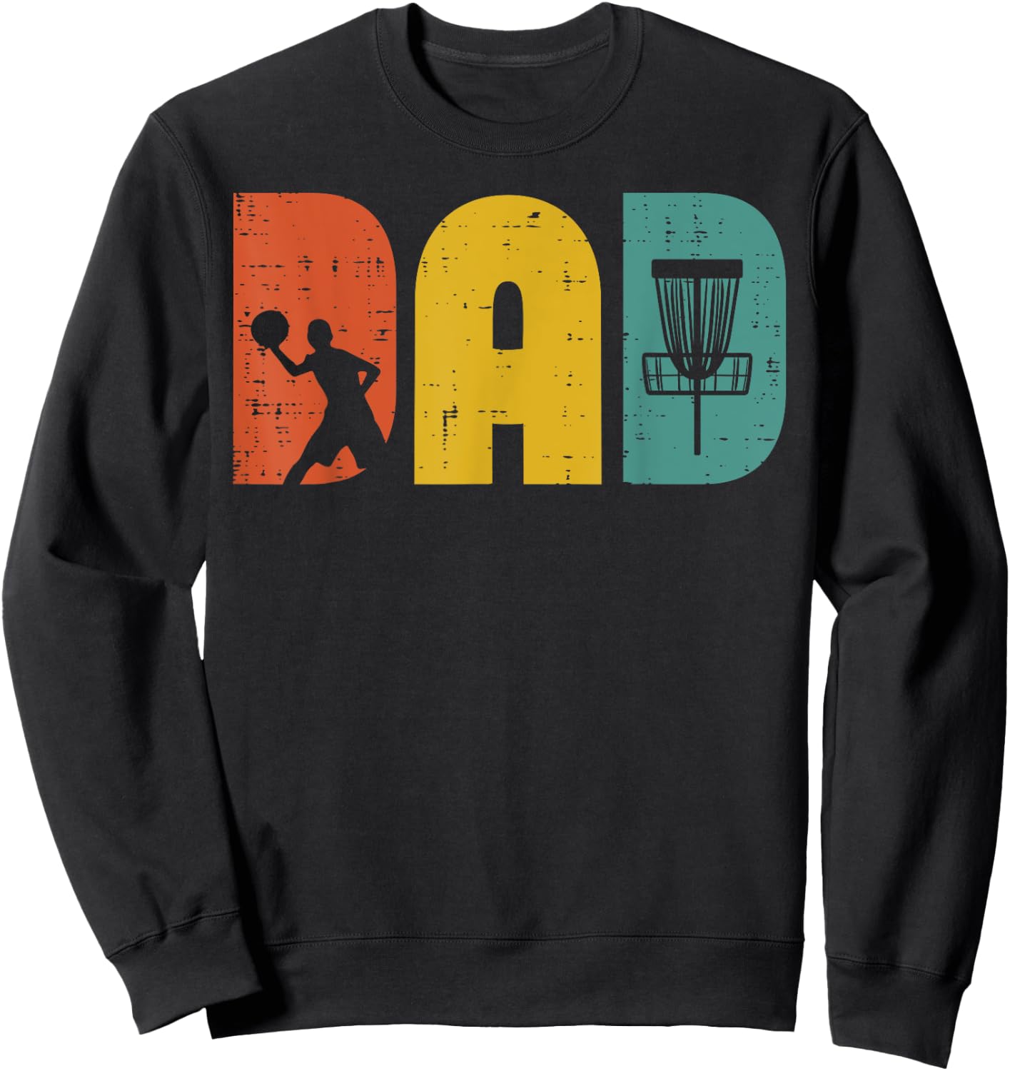 Disc Golf Dad Retro Frisbee Frolf Fathers Day Daddy Papa Men Sweatshirt - Sweatshirt | Black