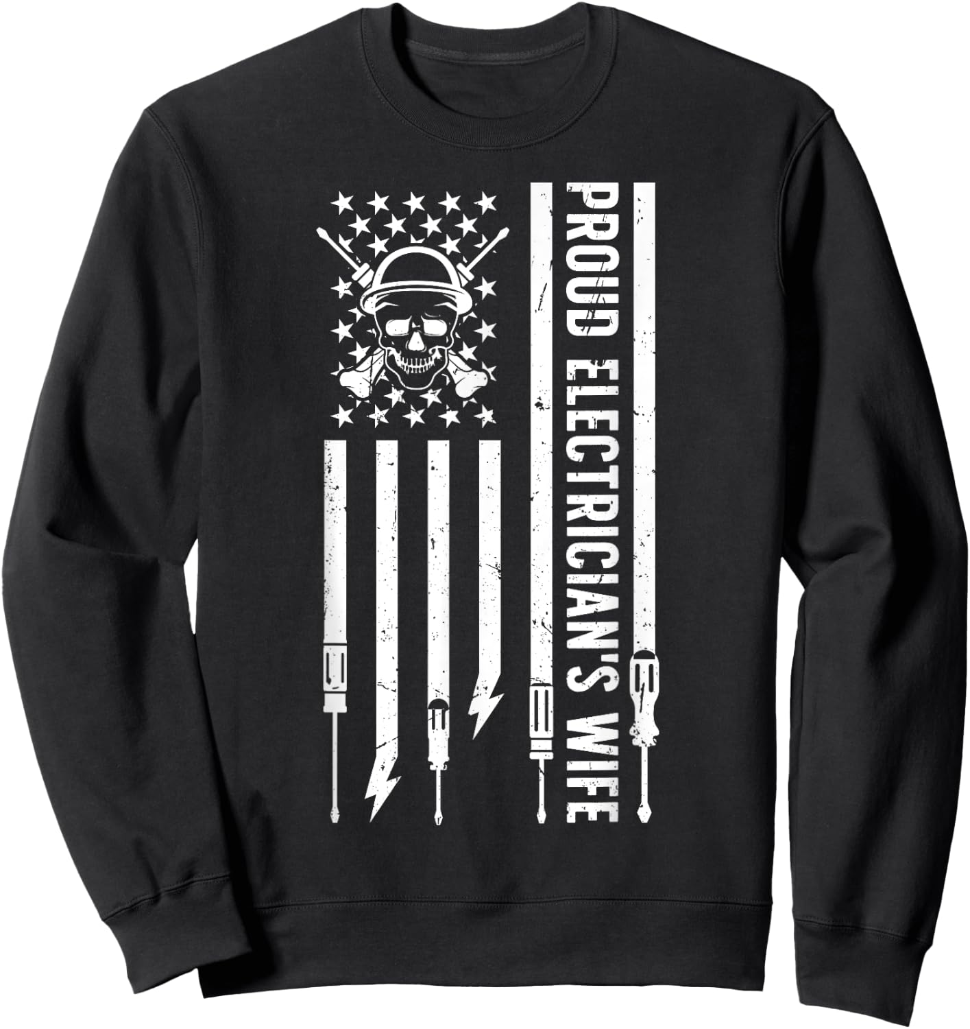 Electrician's Wife US Flag Wife Of An Electrician Wife Sweatshirt - Sweatshirt | Black