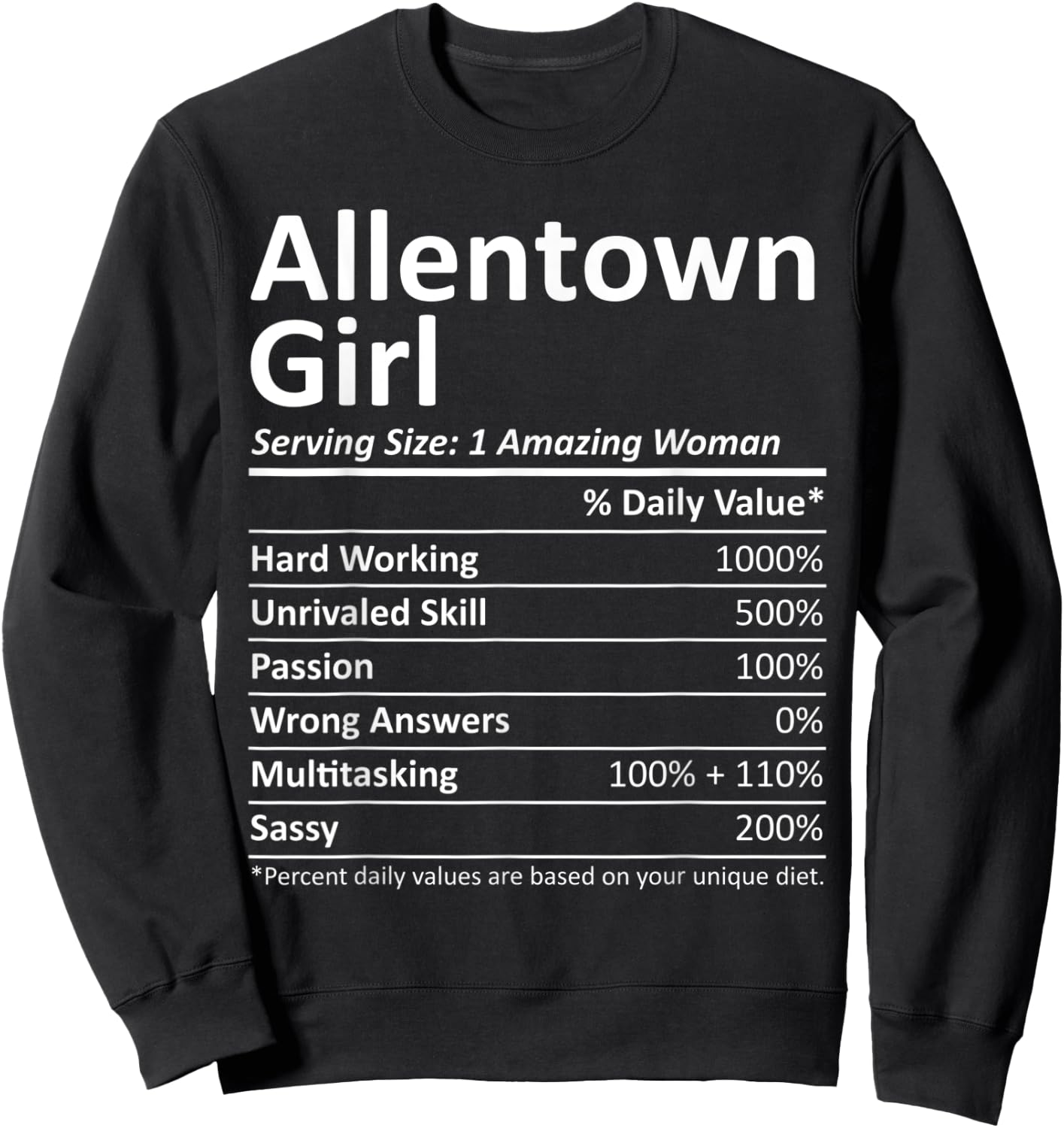 ALLENTOWN GIRL PA PENNSYLVANIA Funny City Home Roots Gift Sweatshirt - Sweatshirt | Black